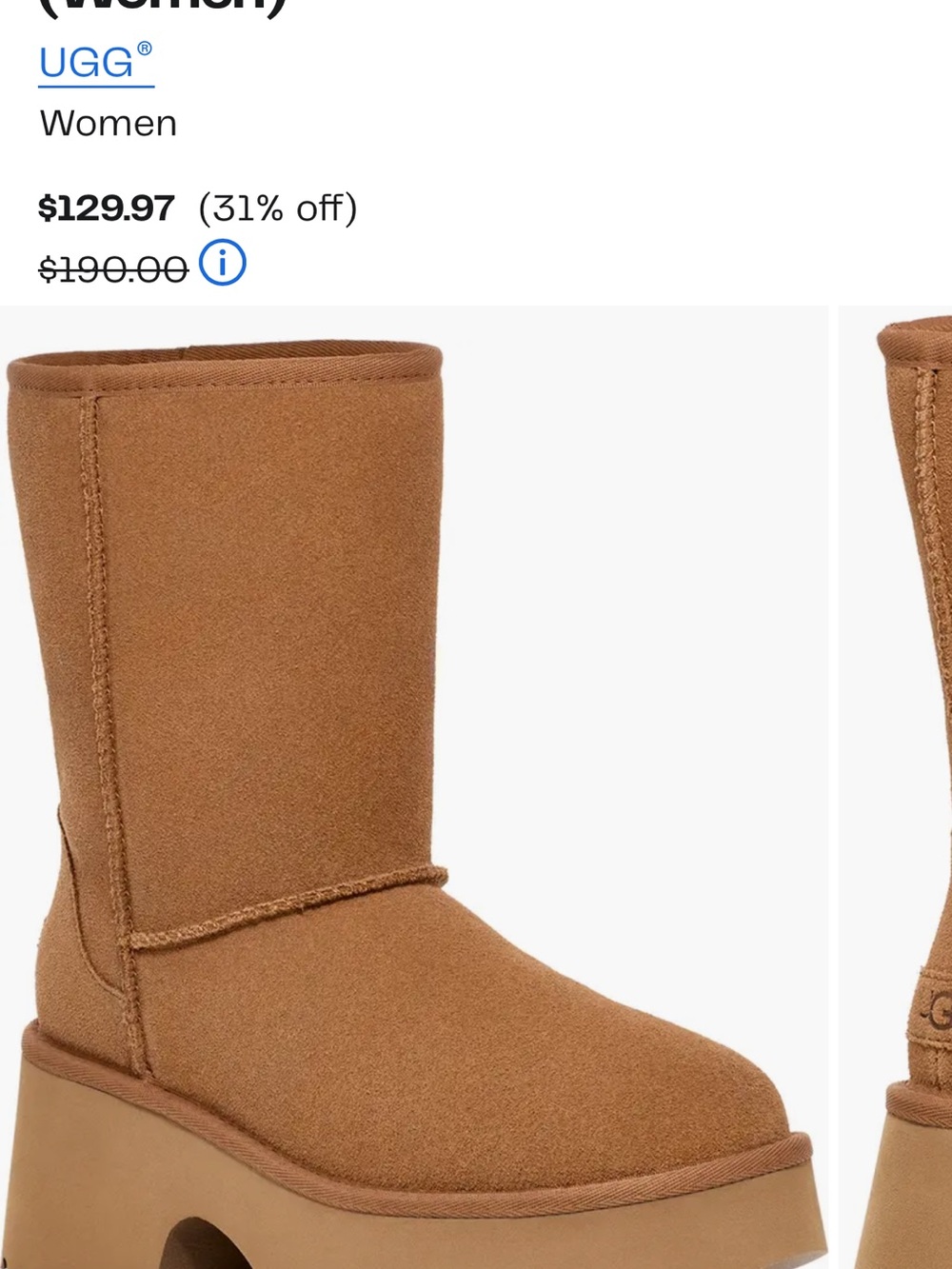 UGG - Chunky Platform Suede Winter Boots – Tan Size 11